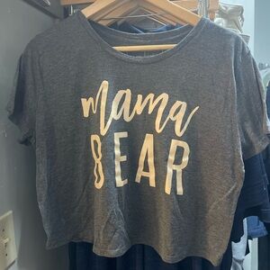 The Be Brand Gray Mama Bear Slightly Cropped Flowy T Shirt